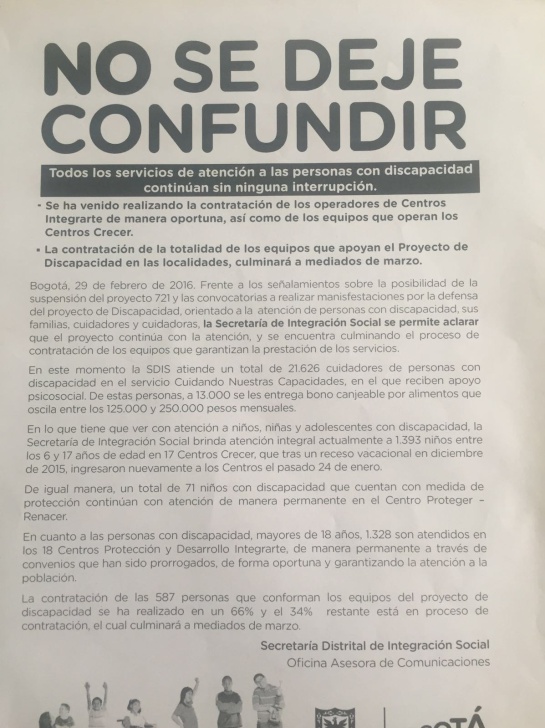 Foto: Circular de la Secretaría Distrital de Integracion Social. Foto: Circular de la Secretaría Distrital de Integracion Social.