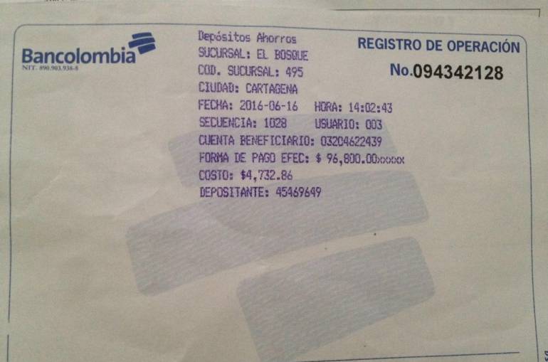 Facsímil de la consignación hecha por una de las personas supuestamente estafadas.