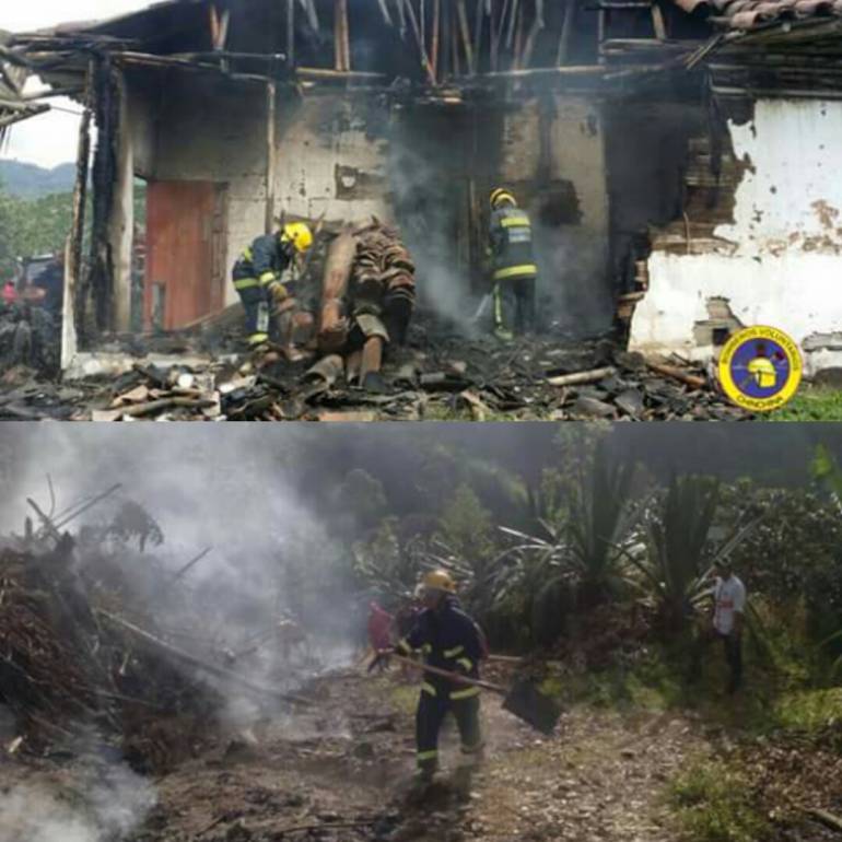 Incendios en Caldas; Bomberos de Caldas; Chinchiná; Marquetalia.: Socorristas sofocaron el fuego en Chinchiná y Marquetalia