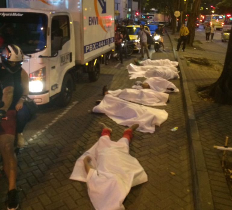Protesta en Medellín por muerte de habitante de calle.