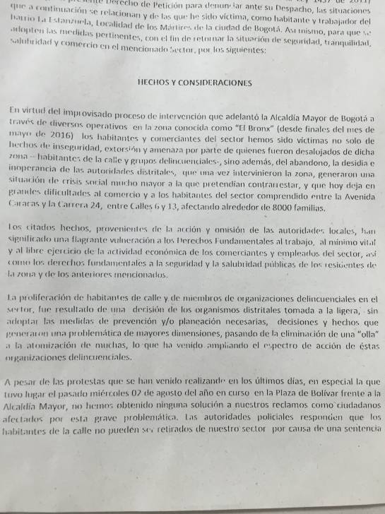 Habitantes de la calle Bogotá: Derecho de petición exige a Peñalosa solución a problemática de habitantes de calle Habitantes de la calle Bogotá: Derecho de petición exige a Peñalosa solución a problemática de habitantes de calle