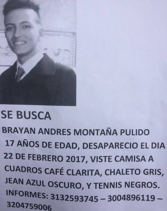 Desaparecido Brayan Andrés Montaña Desaparecido Brayan Andrés Montaña