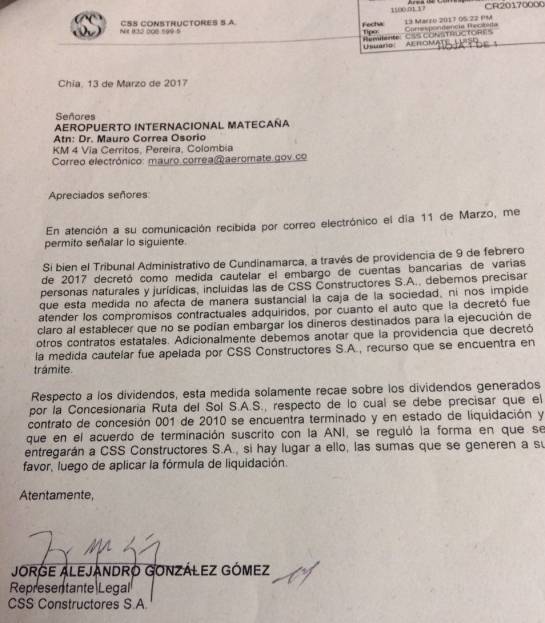 Se prorrogará de nuevo la firma de inicio de obra de la APP del Aeromatecaña Se prorrogará de nuevo la firma de inicio de obra de la APP del Aeromatecaña