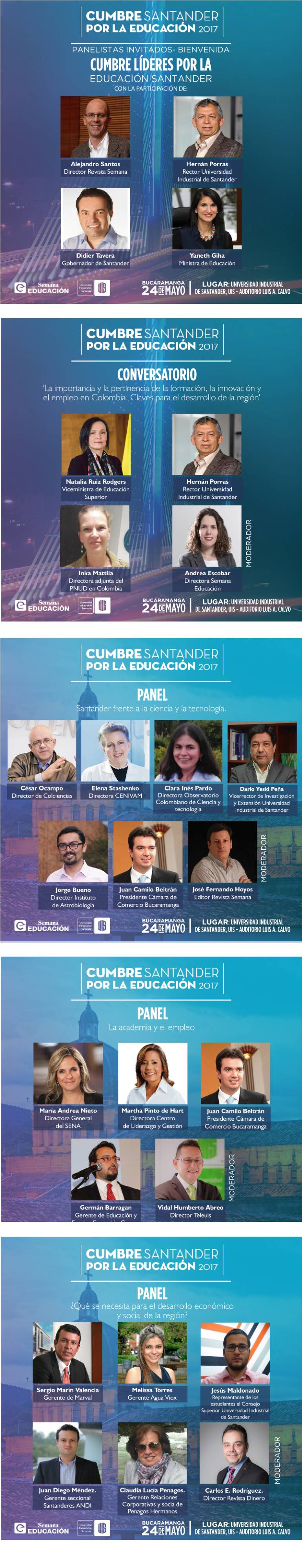LÍDERES EDUCACIÓN BUCARAMANGA UIS: Cumbre "Líderes por la Educación, en la Uis, este miércoles