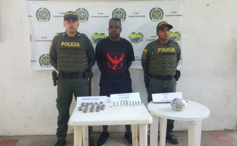 Microtráfico Puerto Boyacá: Con cocaína, marihuana y municiones, fue capturado un hombre en Puerto Boyacá