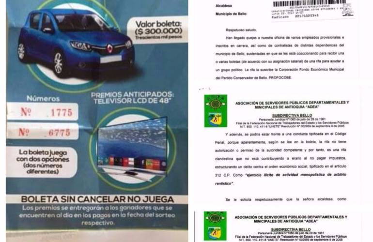 ALCALDÍA DE BELLO VENDE BOLETAS FINANCIAR PARTIDO POLÍTICO: En Alcaldía de Bello, Antioquia, venden boletas para financiar partido político
