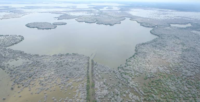 Las obras de dragado se adelantan en la zona noroeste de la Ciénaga Grande de Santa Marta.