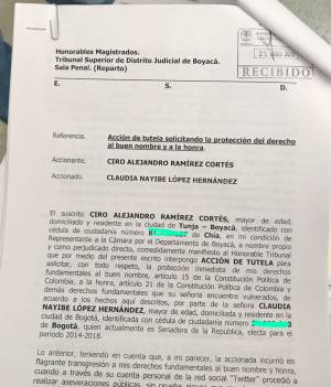 Congresista del Centro Democrático instauró tutela contra la senadora Claudia López por difamación: Congresista del Centro Democrático instauró tutela contra la senadora Claudia López por difamación Congresista del Centro Democrático instauró tutela contra la senadora Claudia López por difamación: Congresista del Centro Democrático instauró tutela contra la senadora Claudia López por difamación