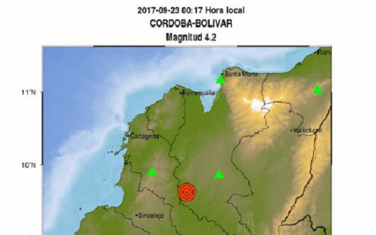 Sismo de 4,2 grados se registró en Córdoba, Bolívar