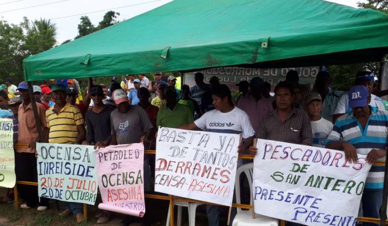 Protestas en coveñas por derrame de petróleo: Protestan en Coveñas por daños dejados por derrame de crudo