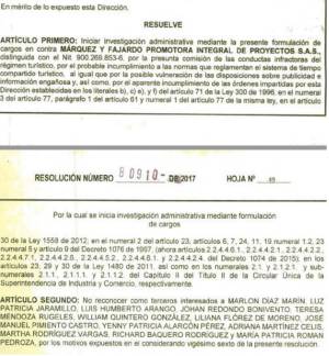 Acto resolución de investigación contra Márquez y Fajardo Acto resolución de investigación contra Márquez y Fajardo