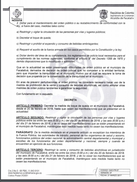 Disturbios en Villeta y Facativa en supermercados presuntamente de las Farc: Decretan toque de queda en Facatativá y Fusagasugá por saqueo a SuperCundi Disturbios en Villeta y Facativa en supermercados presuntamente de las Farc: Decretan toque de queda en Facatativá y Fusagasugá por saqueo a SuperCundi