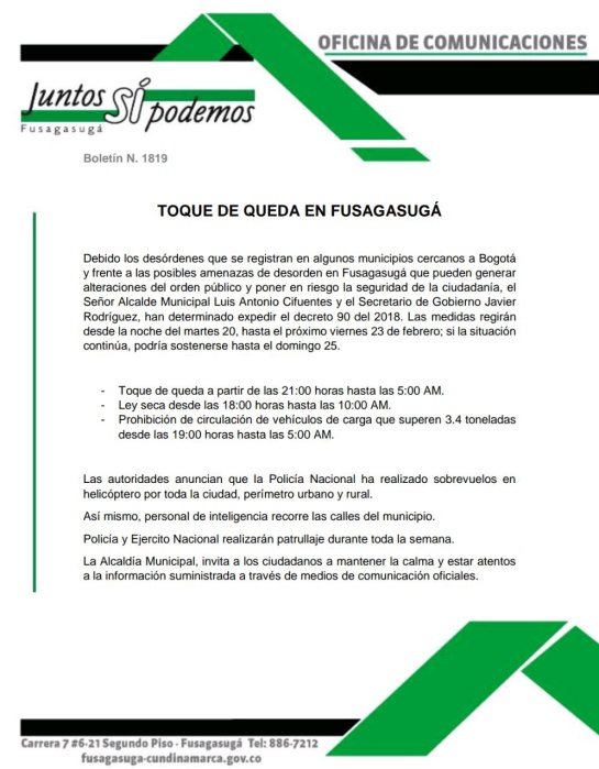 Disturbios en Villeta y Facativa en supermercados presuntamente de las Farc: Decretan toque de queda en Facatativá y Fusagasugá por saqueo a SuperCundi Disturbios en Villeta y Facativa en supermercados presuntamente de las Farc: Decretan toque de queda en Facatativá y Fusagasugá por saqueo a SuperCundi