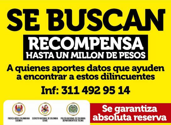 Ofrecen recompensa por delincuentes de Melgar, Tolima: Identifican delincuentes saqueadores en Melgar, Tolima Ofrecen recompensa por delincuentes de Melgar, Tolima: Identifican delincuentes saqueadores en Melgar, Tolima