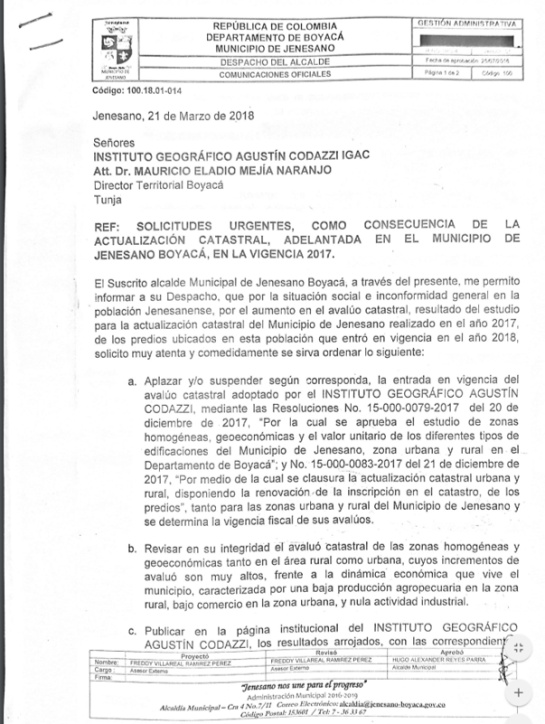 Alcalde de Jenesano solicitó suspender avalúo catastral que aumentó predial: Alcalde de Jenesano solicitó suspender avalúo catastral que aumentó predial Alcalde de Jenesano solicitó suspender avalúo catastral que aumentó predial: Alcalde de Jenesano solicitó suspender avalúo catastral que aumentó predial