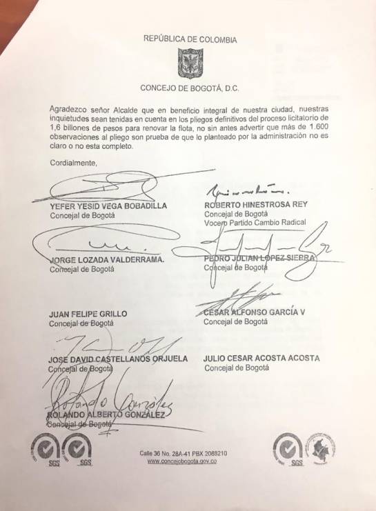Transmilenio: Cambio Radical pone en duda apoyo a Peñalosa por licitación de buses de TM Transmilenio: Cambio Radical pone en duda apoyo a Peñalosa por licitación de buses de TM