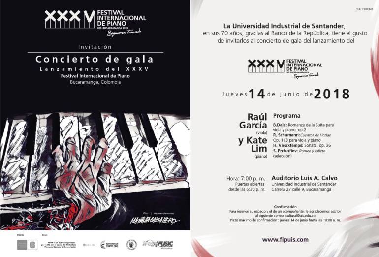 BUCARAMANGA CULTURA MÚSICA UNIVERSIDAD INDUSTRIAL DE SANTANDER UIS: Concierto de gala presentará nueva edición del Festival de Piano de la UIS
