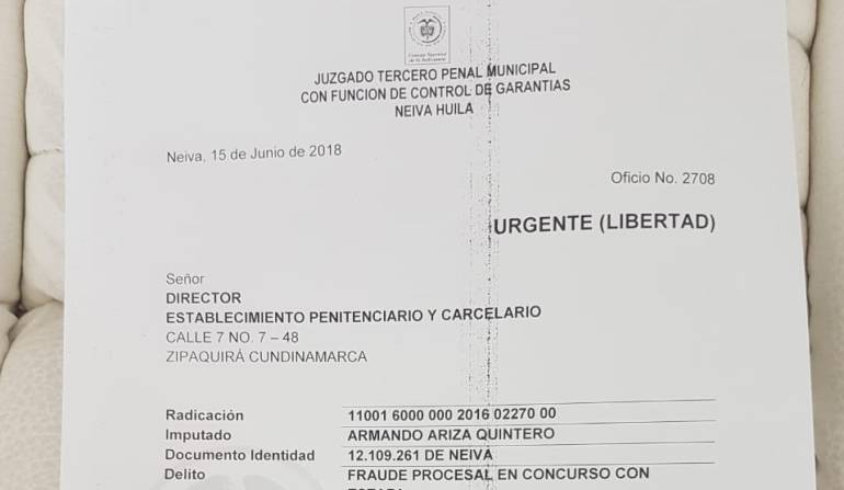 Ariza Quintero Comfamiliar: En libertad Armando Ariza Quintero, exdirector de Comfamiliar Huila