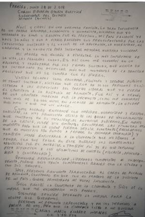 Carta de renuncia del alcalde de de Armenia Carlos Mario Álvarez Carta de renuncia del alcalde de de Armenia Carlos Mario Álvarez