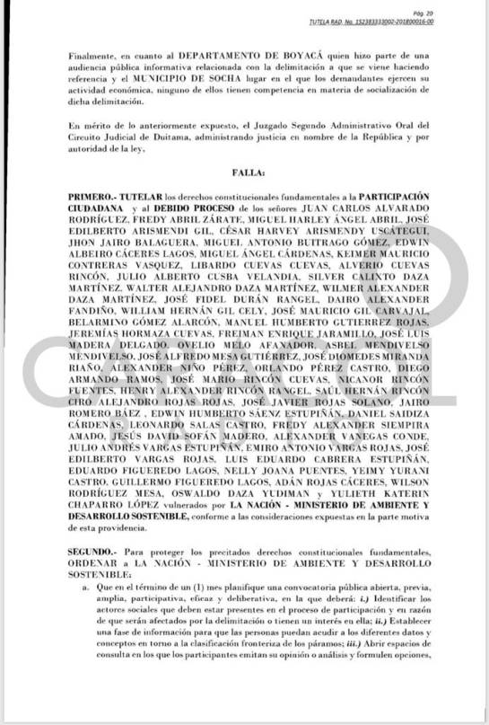 Tutela frenó delimitación del páramo de Pisba en Boyacá: Tutela frenó delimitación del páramo de Pisba en Boyacá Tutela frenó delimitación del páramo de Pisba en Boyacá: Tutela frenó delimitación del páramo de Pisba en Boyacá