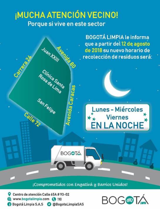 Recolección de basuras en Bogotá: Cambian horarios de recolección de basuras en tres localidades de Bogotá Recolección de basuras en Bogotá: Cambian horarios de recolección de basuras en tres localidades de Bogotá