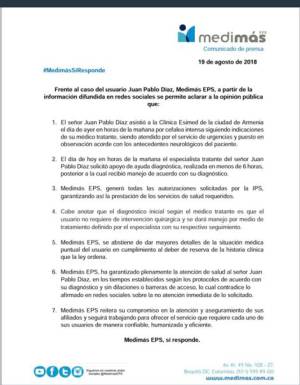 Comunicado Medimás sobre caso de periodista en Armenia Comunicado Medimás sobre caso de periodista en Armenia