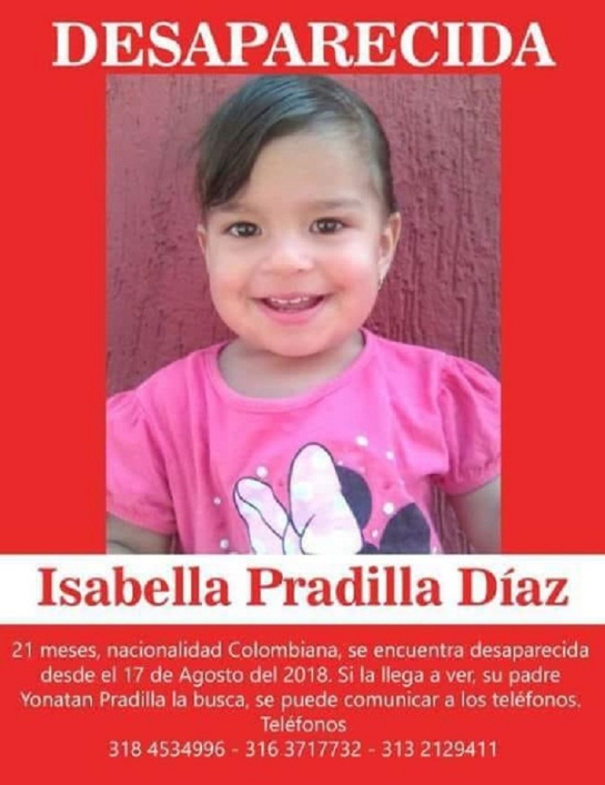 Personas desaparecidas: Una semana completa desaparecida una niña de 21 meses en Bogotá Personas desaparecidas: Una semana completa desaparecida una niña de 21 meses en Bogotá