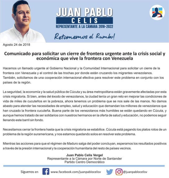 Piden cerrar frontera con Venezuela por crisis social en Cúcuta Piden cerrar frontera con Venezuela por crisis social en Cúcuta