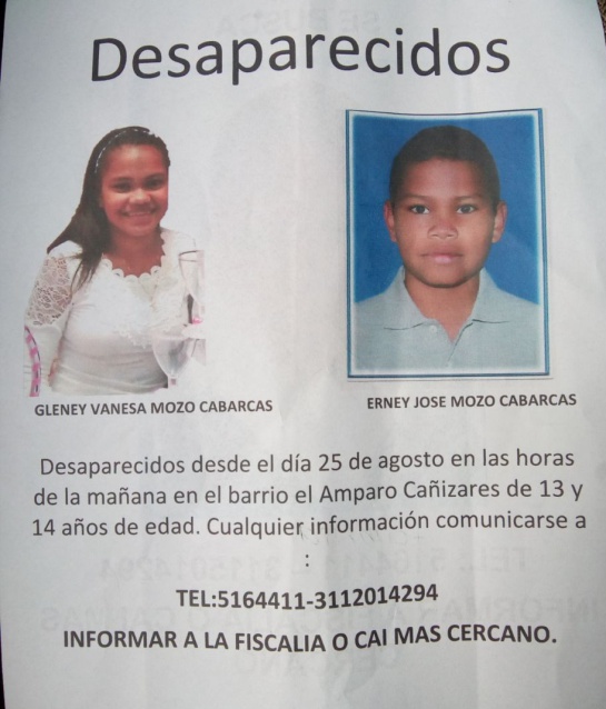 Desaparición menores Bogotá: Reportan desaparición de dos menores de edad en el sur de Bogotá Desaparición menores Bogotá: Reportan desaparición de dos menores de edad en el sur de Bogotá