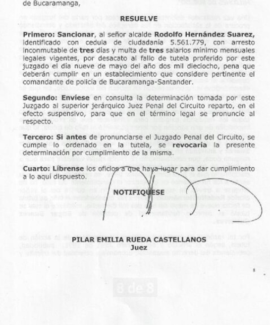 ARRESTO PARA ALCALDE DE BUCARAMANGA: 72 horas de arresto para el Alcalde de Bucaramanga ARRESTO PARA ALCALDE DE BUCARAMANGA: 72 horas de arresto para el Alcalde de Bucaramanga