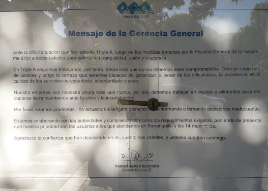 Triple A: Gerente de Triple A pide "prudencia en medio de la incertidumbre" Triple A: Gerente de Triple A pide "prudencia en medio de la incertidumbre"