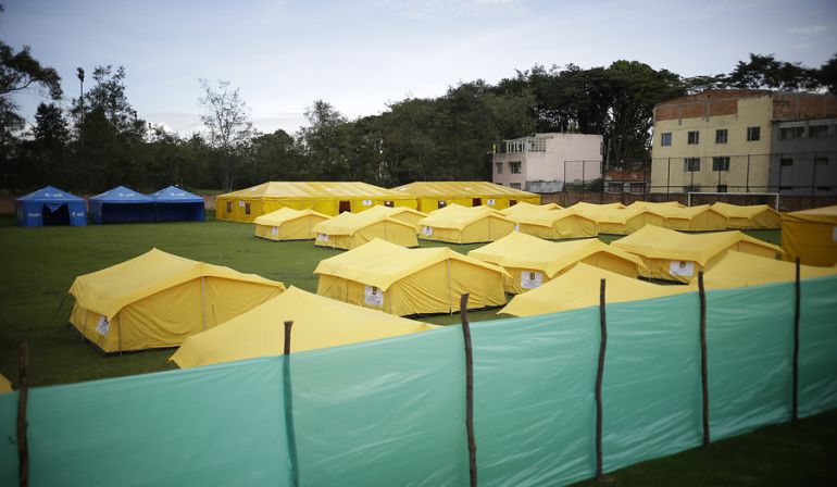 Campamento instalado en la localidad de Engativá, en Bogotá.