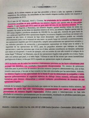 MULTINACIONAL, ACCIONES, MILITARES, GRAN COLOMBIA GOLD: Multinacional pide al Gobierno acciones militares contra minería ilegal MULTINACIONAL, ACCIONES, MILITARES, GRAN COLOMBIA GOLD: Multinacional pide al Gobierno acciones militares contra minería ilegal