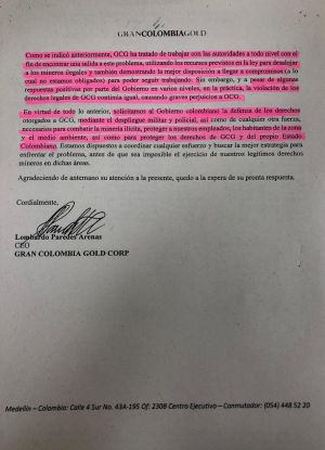 MULTINACIONAL, ACCIONES, MILITARES, GRAN COLOMBIA GOLD: Multinacional pide al Gobierno acciones militares contra minería ilegal MULTINACIONAL, ACCIONES, MILITARES, GRAN COLOMBIA GOLD: Multinacional pide al Gobierno acciones militares contra minería ilegal