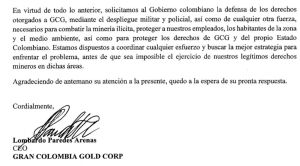 MULTINACIONAL, ACCIONES, MILITARES, GRAN COLOMBIA GOLD: Multinacional pide al Gobierno acciones militares contra minería ilegal MULTINACIONAL, ACCIONES, MILITARES, GRAN COLOMBIA GOLD: Multinacional pide al Gobierno acciones militares contra minería ilegal