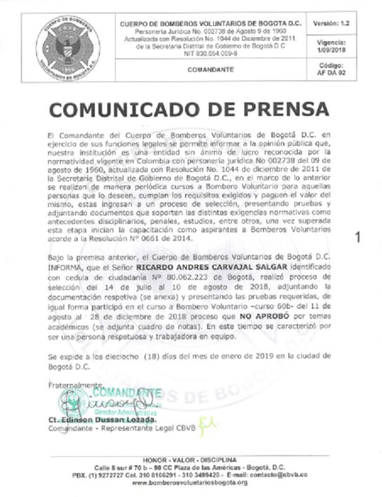 Atentado, Ricardo Carvajal: Supuesto cómplice de atentado aspiró para ser Bombero Atentado, Ricardo Carvajal: Supuesto cómplice de atentado aspiró para ser Bombero