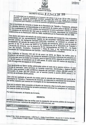 Decreto sobre tarifas de taxis en Armenia Decreto sobre tarifas de taxis en Armenia