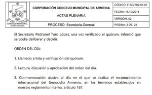 Sesión del 24 de abril del 2018, donde se reconoce la conmemoración del genocidio armenio Sesión del 24 de abril del 2018, donde se reconoce la conmemoración del genocidio armenio
