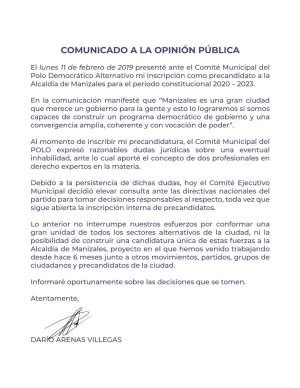 Comunicado de precandidato Comunicado de precandidato