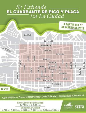 Desde la carrera 13 hasta la carrera 22 se extiende en nuevo perímetro del pico y placa Desde la carrera 13 hasta la carrera 22 se extiende en nuevo perímetro del pico y placa