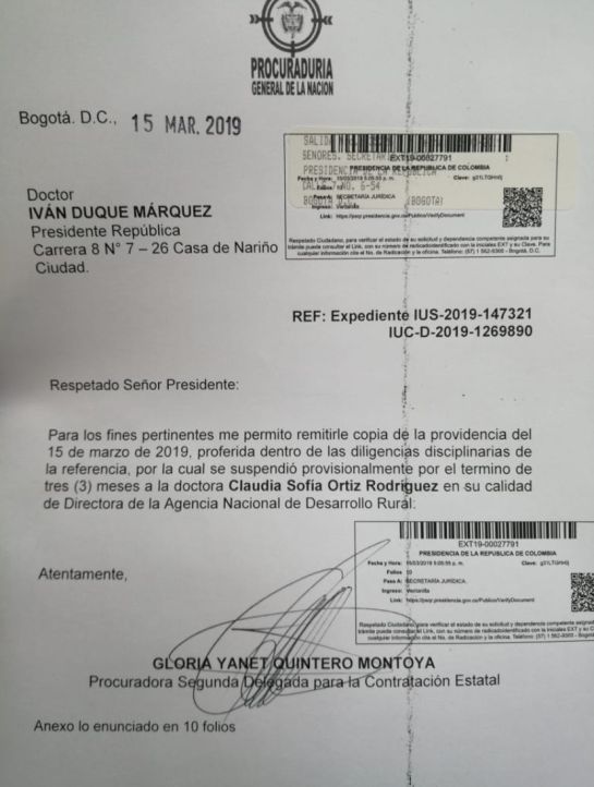 Con video denunciarán proselitismo en Boyacá de directora de Agencia Rural: Procuraduría suspende a directora de la Agencia de Desarrollo Rural Con video denunciarán proselitismo en Boyacá de directora de Agencia Rural: Procuraduría suspende a directora de la Agencia de Desarrollo Rural