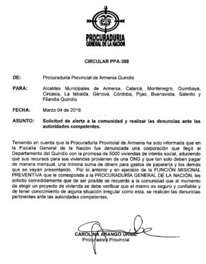 Circular de advertencia de la procuraduría Circular de advertencia de la procuraduría