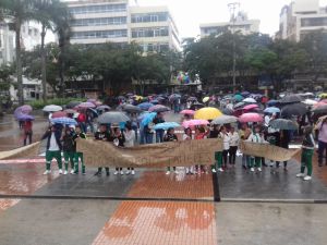 A pesar de la lluvia docentes y estudiantes se concentraron en plazo de Bolívar de Armenia A pesar de la lluvia docentes y estudiantes se concentraron en plazo de Bolívar de Armenia
