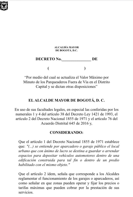 Tarifas parqueadero: Listo decreto para aumentar tarifas de parqueaderos en Bogotá Tarifas parqueadero: Listo decreto para aumentar tarifas de parqueaderos en Bogotá