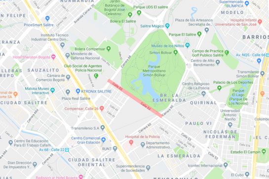 1: Calle 53 a la altura del Parque Simón Bolívar 1: Calle 53 a la altura del Parque Simón Bolívar