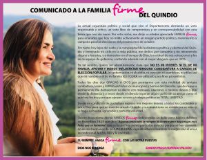 Comunicado ex gobernadora del Quindío, Sandra Paola Hurtado Comunicado ex gobernadora del Quindío, Sandra Paola Hurtado