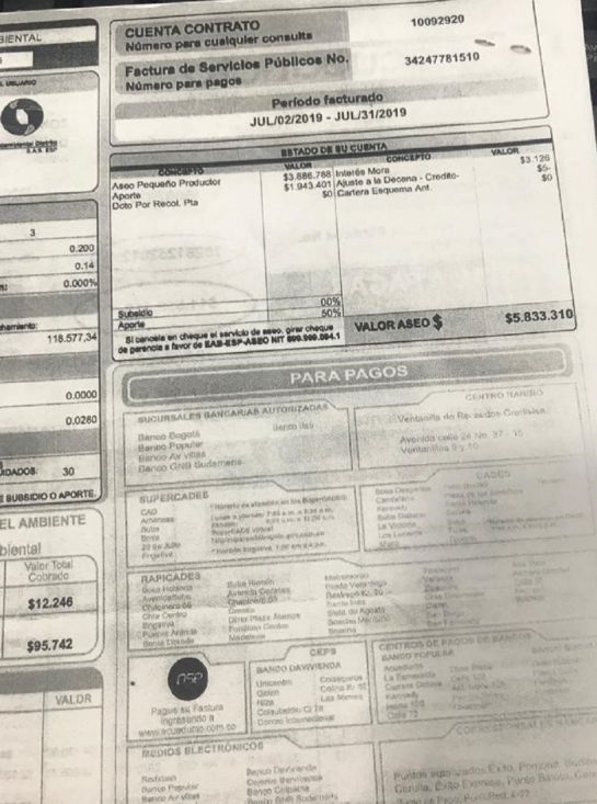 Recibos del aseos costosos en Bogotá: Comerciantes denuncian incrementos exagerados en el cobro de aseo Recibos del aseos costosos en Bogotá: Comerciantes denuncian incrementos exagerados en el cobro de aseo