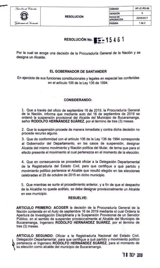 ALCALDE, SUSPENSIÓN RODOLFO HERNNÁNDEZ BUCARAMANGA PROCURADURIA: Las embarradas de Rodolfo Hernández, exalcalde de Bucaramanga ALCALDE, SUSPENSIÓN RODOLFO HERNNÁNDEZ BUCARAMANGA PROCURADURIA: Las embarradas de Rodolfo Hernández, exalcalde de Bucaramanga