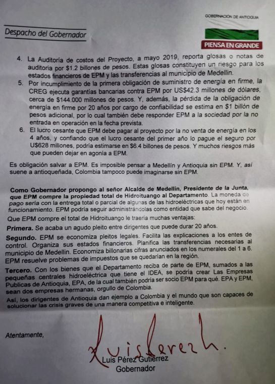 GOBERNAODR PROPONE VENDERLE HIDROITUANGO A EPM: Gobernación de Antioquia le ofrece su parte de Hidroituango EPM GOBERNAODR PROPONE VENDERLE HIDROITUANGO A EPM: Gobernación de Antioquia le ofrece su parte de Hidroituango EPM