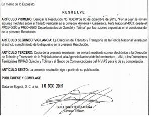 TRANSPORTE: Vía La Línea ya no tendrá cierres entre Quindío y Tolima: Invías TRANSPORTE: Vía La Línea ya no tendrá cierres entre Quindío y Tolima: Invías